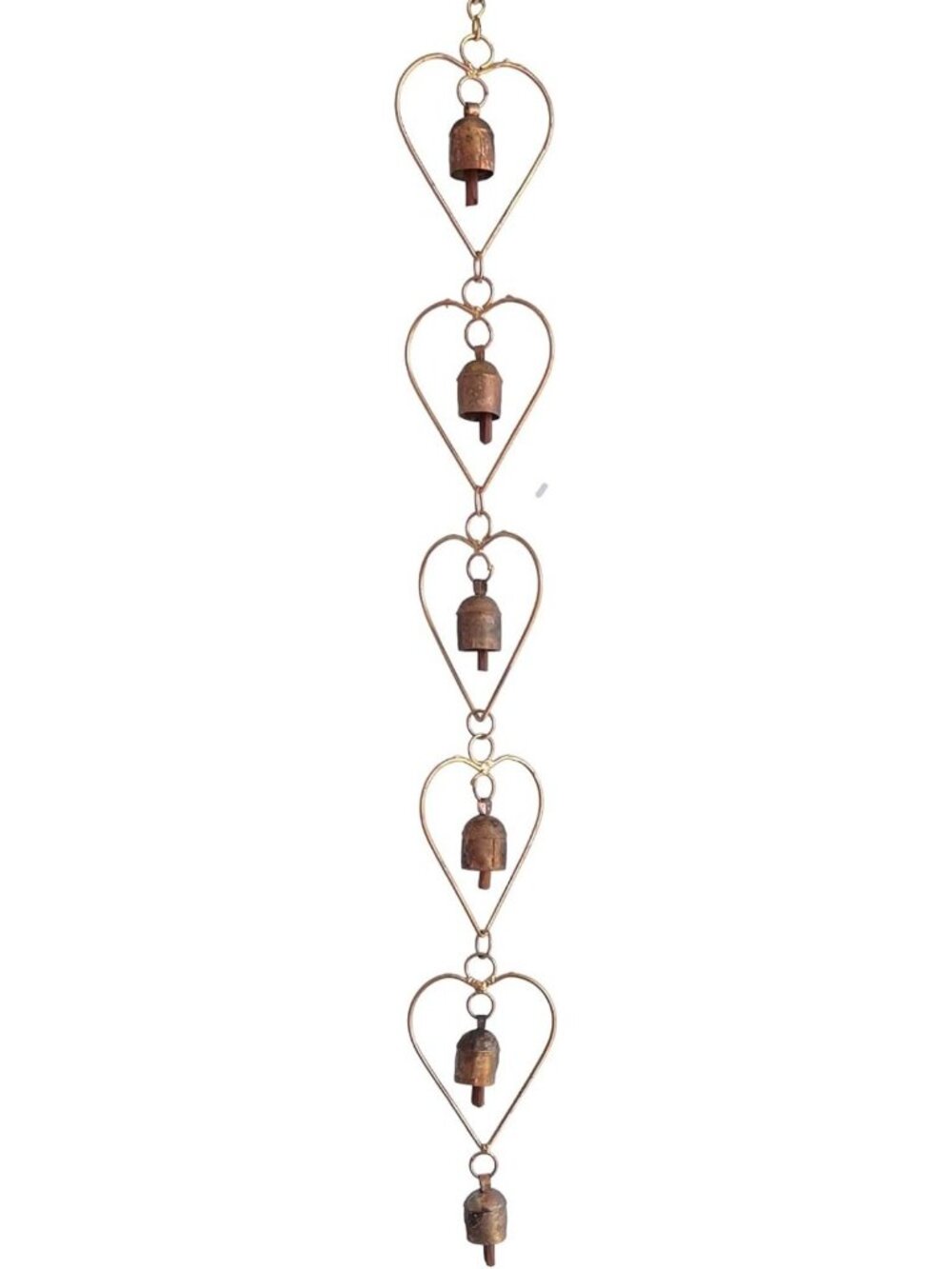 Metal Heart Wind Chime for Garden - Outdoor Memorial Decor, Sympathy Gift